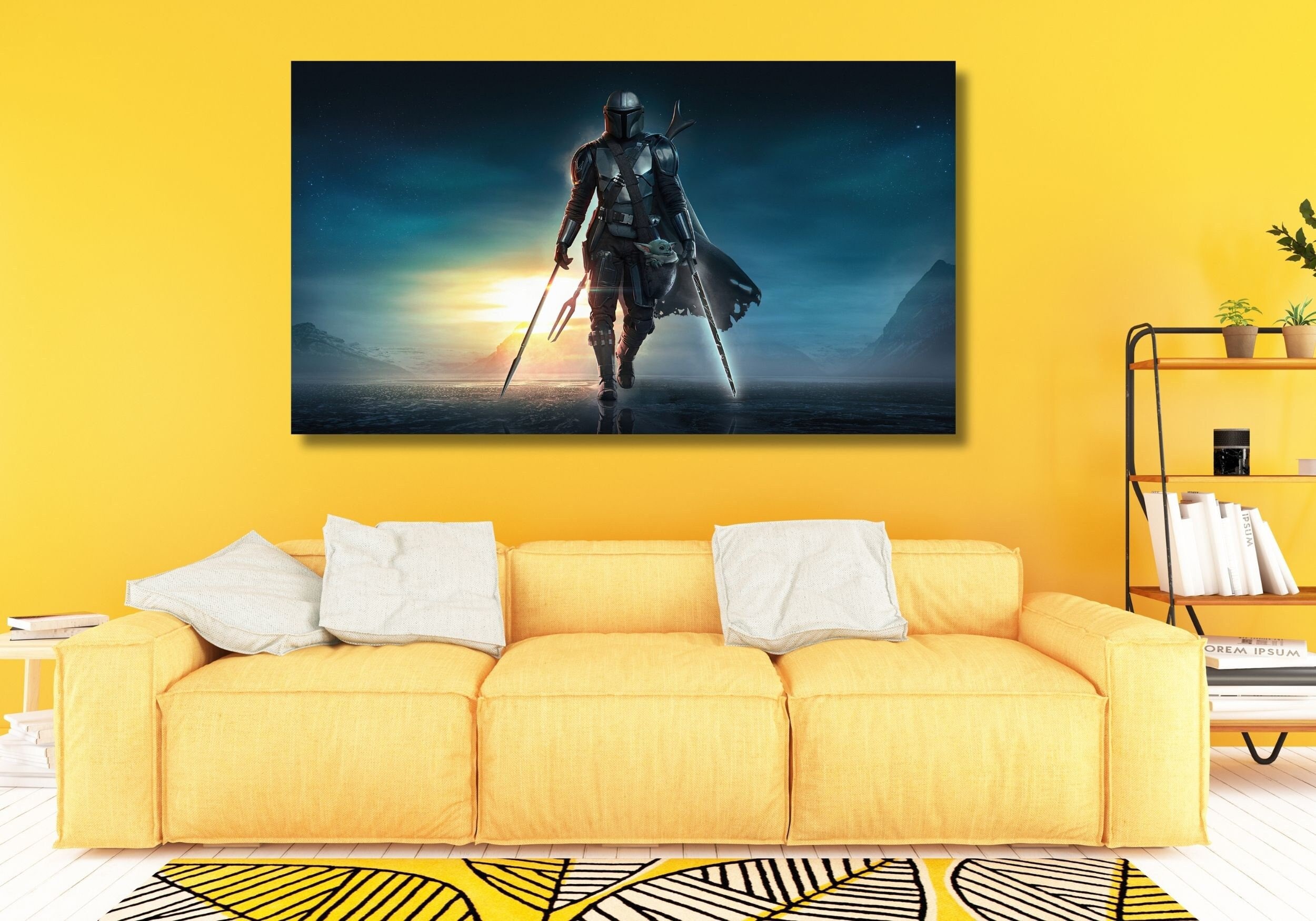 Mandalorian Canvas Wall Art,Star Wars Wall Decor Canvas Print,Mandalorian Star Wars Poster,Game Room Decor,Movies Poster Gift,Starwars Print
