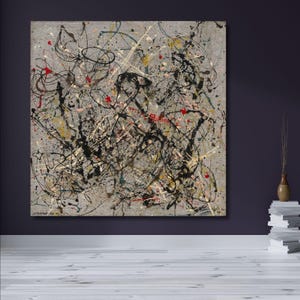 Numero 18 1950 di Jackson Pollock, stampa su tela ispirata, arte murale astratta, decorazione murale per la casa, arte murale per il soggiorno, arte murale extra large, regalo