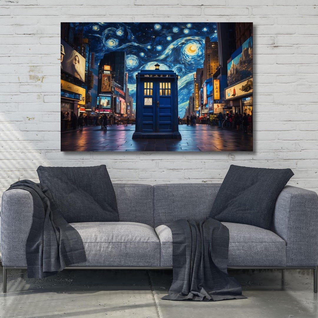 Doctor Who TARDIS Canvas Wall Art, Poster Art, Van Gogh Painting Wall ...