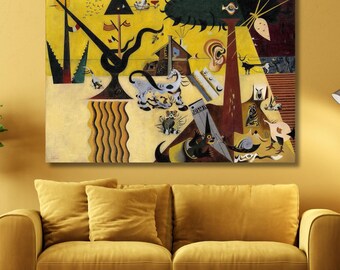 ジョアン・ミロ キャンバス ウォールアート、ジョアン・ミロ 耕作地 