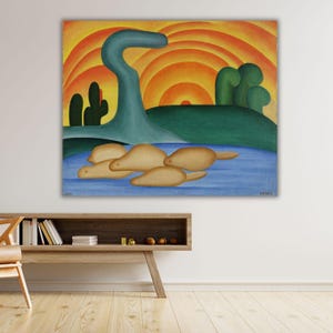 Tarsila do Amaral Setting Sun 1929 Ready to Hang Archival Canvas, Print,Tarsila do Amaral Quality Print, Tarsila do Amaral Poster,Canvas Art