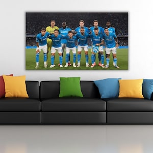 Serie A 2025 SSC Napoli Champion Team First 11 Ready to Hang Canvas, Serie A Wall Art, Napoli Canvas,Gift for Men,Football Poster,Napoli Art
