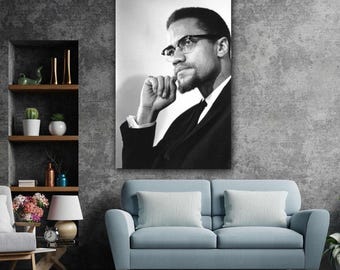 Malcolm X Canvas Wall Art,Malcolm X Poster,Malcolm X Canvas Print Art,Modern Trendy Wall Art,Music Room Wall Art Decor,Gift For Her Him Men