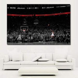 Kawhi Last Shot Canvas Wall Art,Kawhi Leonard Poster,Kawhi Canvas Print,Man Cave Art Decor,Game Room Decor,Kawhi Toronto Raptors Canvas Art image 1