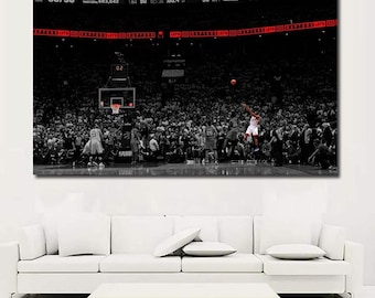 Kawhi Last Shot Canvas Wall Art,Kawhi Leonard Poster,Kawhi Canvas Print,Man Cave Art Decor,Game Room Decor,Kawhi Toronto Raptors Canvas Art
