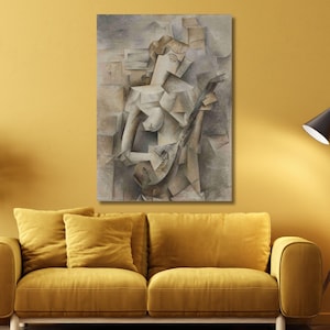 Pablo Picasso Mandolin Ready To Hang Canvas, Picasso Canvas Poster Print, Pablo Picasso Painting Art, Modern Canvas Art Decor,Gift For ideas