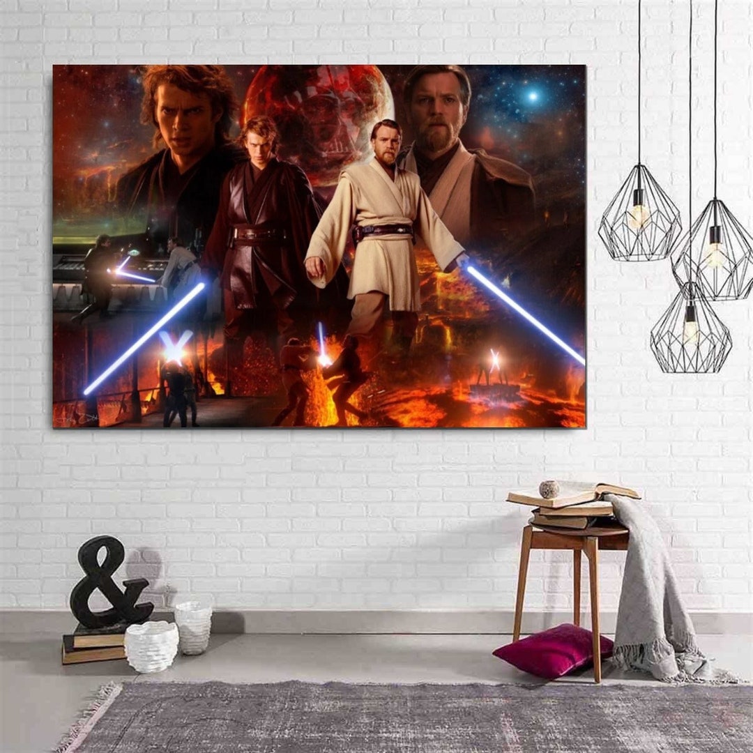 Starwars Anakin Vs Obi Wan Canvas Poster Wall Art,anakin Skywalker ...