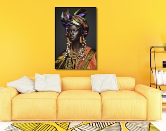 African Black Woman Wall Art Canvas,Abstract African Girl Canvas Paintings Wall Art Pictures,Black Canvas,Wall Decor, African Art,Home Decor