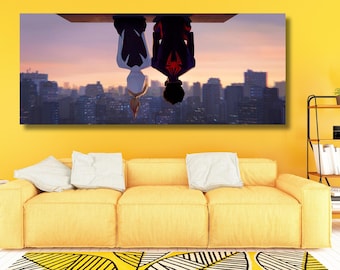 Miles Morales Spider-Man Canvas, Into the Spider-Verse Poster,Spiderman Into the Spider-verse Painting,Minimalist Movie Poster,Ready To Hang