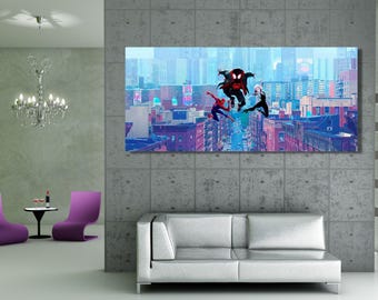 Grafika Spider-Mana Milesa Moralesa, Plakat Into the Spider-Verse, Obraz Spider-Mana Into the Spider-Verse, Minimalistyczny plakat filmowy, Gotowy do powieszenia