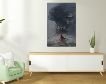 Darth Vader Effect Wall Art, Star Wars Darth Vader Poster, Darth Vader Canvas, Star Wars Black and Red Art, Red Starwars Print,Ready To Hang