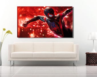 Spider-Man Print, Across The Spider-Verse Canvas, Spider-Man Across The Spider-Verse Poster Art, Kids Room Decor Art, Ready To Hang Canvas