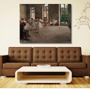 Ballet Rehearsal by Edgar Degas Ready To Hang Canvas, Impressionist Ballerina Portrait Painting,Dance Art Print,Modern Art Print,Dance Print