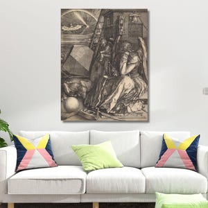 Albrecht Durer Melancholia (Melancolia) Ready to Hang Canvas,Print Poster, Albrecht Dürer Canvas, Albrecht Dürer Art Gallery,Black and White