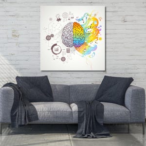 Brain Ready to Hang Canvas Art, Brain Painting Art, Medical Decor, Brain Canvas,Brain Floral Print Art,Anatomical Brain Wall Art,Doctor Gift