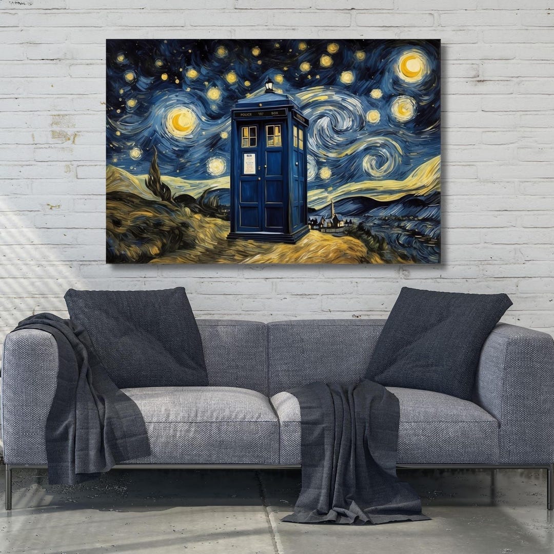 Doctor Who Tardis Box Vincent Van Gogh Canvas the Starry Night Style ...