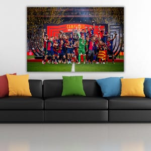 2025 KING&#39;S CUP FC Barcelona Champion Canvas Wall Art, Barcelona Poster, Football Fan Gifts, Extra Large Art, Man Cave, Ready to Hang Canvas