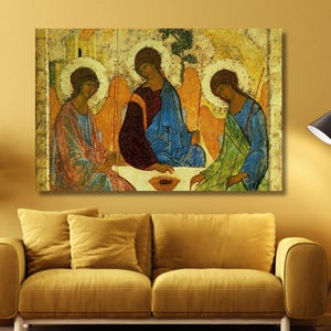 The Trinity by Andrei Rublev Ready to Hang Canvas,Andrei Rublev The Trinity Canvas, The Trinity Poster,Andrei Rublev Art Gallery, Andrei Art