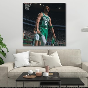 Jayson Tatum Poster Canvas Art Boston Celtics Wall Art Print Sports Framed Canvas NBA Home Decor Gift Basketball Artwork AA18 Birthday Gift