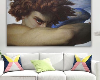 Gefallener Engel von Alexandre Cabanel Leinwand fertig zum Aufhängen, gefallener Engel Leinwand, Alexandre Cabanel Kunst, schwarze Engelflügel Poster, Krieger Engel Geschenk