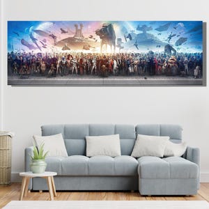 Epic Starwars Full Character Poster, Star Wars Canvas, Canvas Print Wall Decor, Too Many Star Wars Characters Poster Wall Art, Ready To Hang