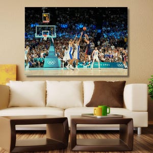 Póster de Stephen Curry: El último tiro, póster de Buzzer Beater, arte mural extragrande, póster de Stephen Curry, regalo para fanáticos del baloncesto, lienzo listo para colgar