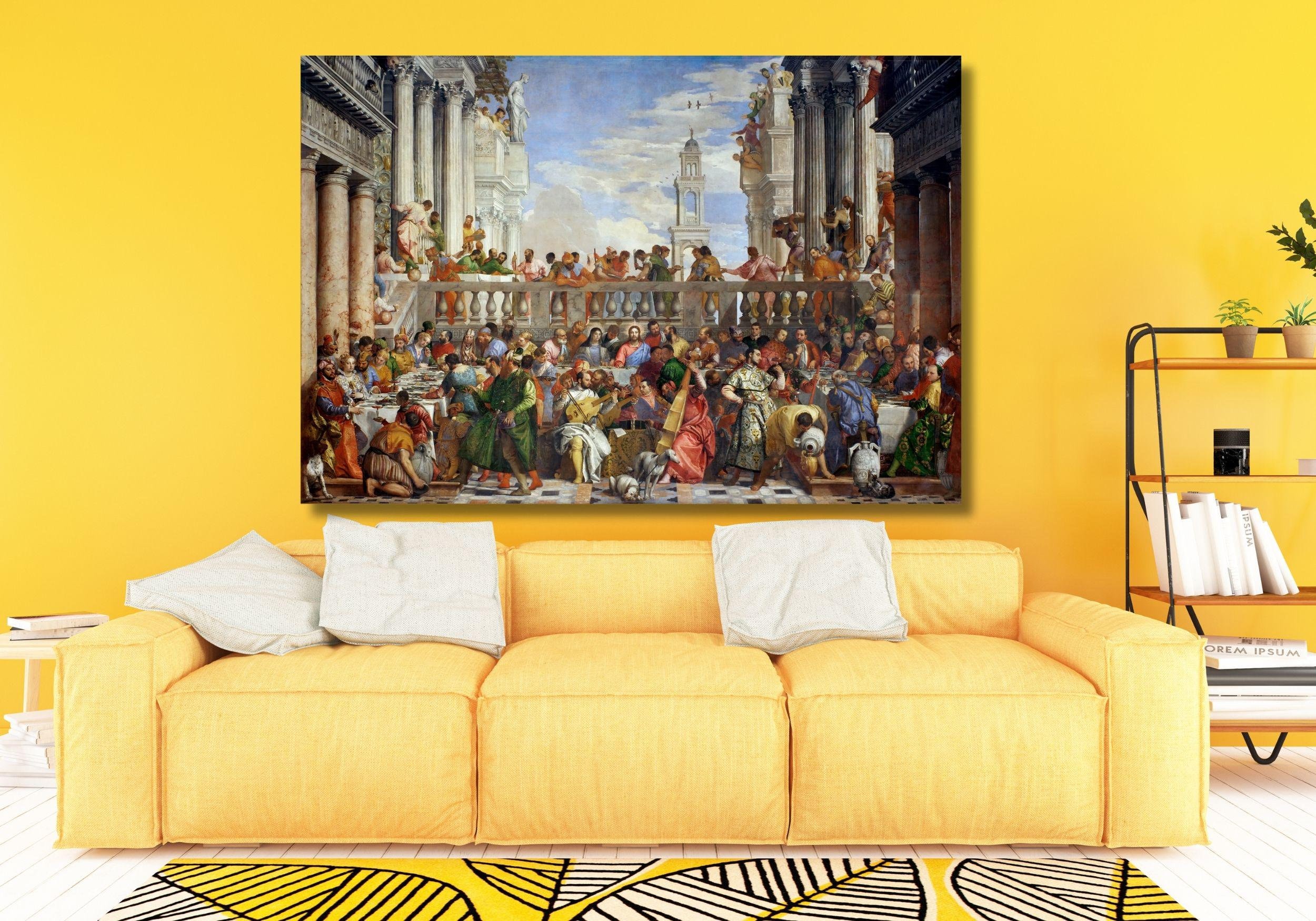 The Wedding Feast at Cana by Paolo Veronese Wall Art,Renaissance Painting Famous Biblical Story Artwork Giclée Wall Hanging Canvas Decor Art