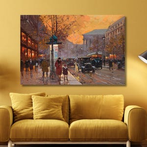 Edouard Leon Cortes Paris Ready To HangCanvas,Vaudeville Theater Paris City,Dinning Room,De La Madeleine Paris Edouard Leon Cortes Painting