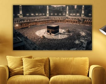 Kaaba Ready To Hang Canvas, Kaaba Wall Art, Kaaba Wall Art, Kaaba Poster Print,Kaaba Painting,Kaaba Canvas Print,Islamic Decor,Gift for Home
