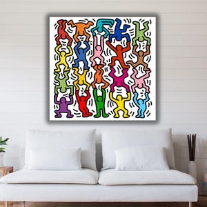 Keith Haring Ready To Hang Canvas Wall Art, Keith Haring Painting Art, Keith Haring,Abstract Pop Art Keith Haring Poster, Home Decor Canvas