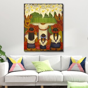 Diego Rivera Flower Festival Ready To Hang Canvas, Diego Rivera Canvas Wall Art, Feast of Santa Anita Art Print, Rivera Artwork,Diego Rivera