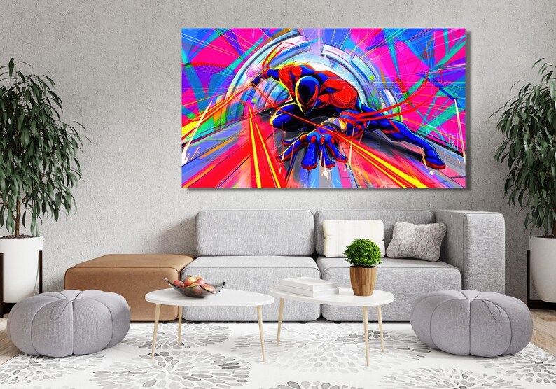 Spider-Man Across The Spider-Verse Wall Art Canvas / Spider-Man Across The Spider-Verse Poster, Miguel O'Hara Wall Hanging, Kids Room Decor image 2