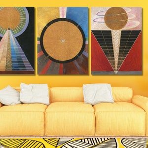 Set of 3 Hilma af Klint Canvas Exhibition Wall Art Hilma af Klint Altarpiece Giclee Reproduction Wall Decor Hilma af Klint Poster Hilma Gift