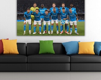 Serie A 2025 SSC Napoli Champion Team First 11 Ready to Hang Canvas, Serie A Wall Art, Napoli Canvas,Gift for Men,Football Poster,Napoli Art