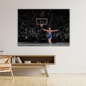 After Last Shot Stephen Curry Print, Buzzer Beater Poster Extra Large Wall Art,Stephen Curry Poster,Basketball Fan Gift,Ready to Hang Canvas