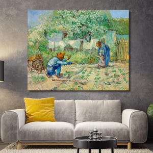 First Steps, after Millet (1890) by Vincent Van Gogh,Vincent Van Gogh Canvas Print, Van Gogh Wall Art, Reproduction Home Decor, Canvas Print