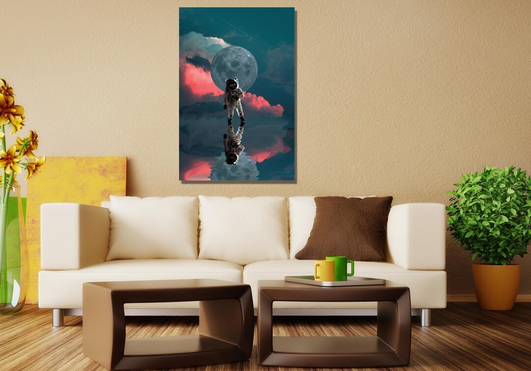 Moon and Astronaut Canvas, Nasa Print Canvas, Astronaut WALL ART, Nasa ...
