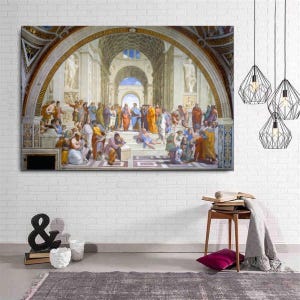 The School of Athens Ready to Hang Canvas,Raphael Art,Fresco Stanze di Raffaello Vatican, Plato, Aristotle,Socrates,Famous Art,Modern Poster