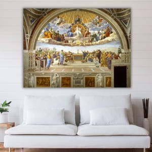 Disputation of the Holy Sacrament by Raphael Ready To Hang Canvas,Raffaello Sanzio da Urbino Print,Raphael Painting,Famous Art,Modern Poster