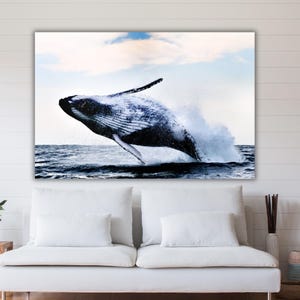 Whale Home Design Wall Decor Big Blue Whale Original Art For Room Whale Modern Artwork on Canvas Underwater Life Wall Art Set Whale Art Gift