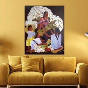 Diego Rivera Ready To Hang Flower Festival Canvas, Diego Rivera Canvas Wall Art, Feast of Santa Anita Art Print, Rivera Artwork,Diego Rivera