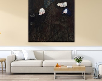 Mother and Twins Gustav Klimt Ready To Hang Canvas, The Mother and Child Wall Art, Klimt Canvas Art Print, Klimt Mother Decor,Twins Wall Art