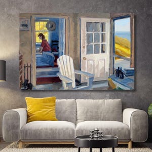 Edward Hopper&#39;s Truro Studio Bedroom Ready to Hang Canvas Art,Edward Hopper Museum Painting Print Art Canvas, Modern Poster ,Hopper Wall Art