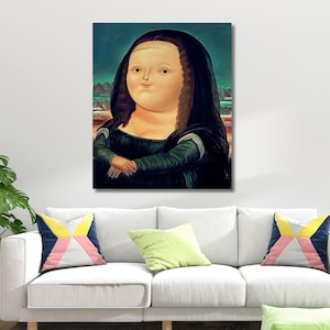 Mona Lisa by Fernando Botero Ready To Hang Canvas Painting Art, Canvas Art Print, Wall Art For Home Decor, New Reproduction Print, Wall Art
