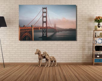 Golden Gate Bridge Wall Art, Golden Gate Bridge Canvas Print Art, Landscape Canvas Wall Art, Home Decor,Living Room Decors,Trendy Wall Decor