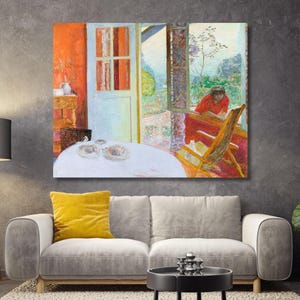Dining Room in the Country (1913) by Pierre Bonnard Ready To Hang Canvas, Pierre Bonnard Poster,Pierre Bonnard Print,Pierre Bonnard Painting