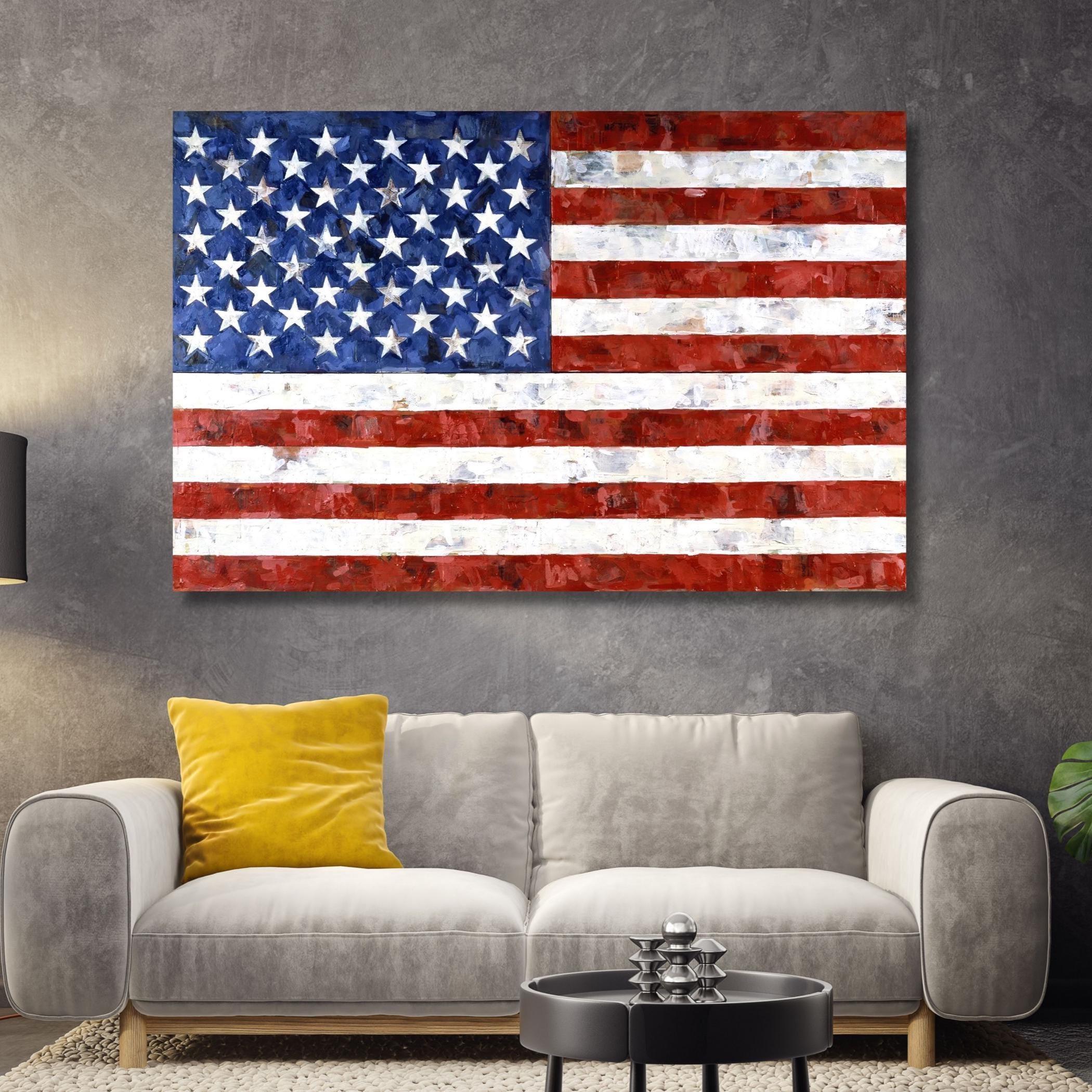 Jasper Johns USA Flag 1967 Canvas Art,flag by Jasper Johns Ready