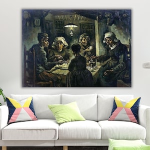 Van Gogh Art Exhibition Print Art,Vincent Van Gogh Canvas Print, Potato Eaters by Van Gogh Wall Art, Reproduction Home Decor, Canvas Print