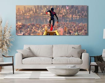 Miles Morales Spider-Man PRINT,Into the Spider-Verse Poster,Spiderman Into the Spider-verse Painting,Minimalist Movie Poster,Ready To Hang