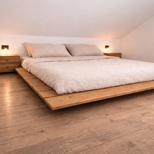 Lit en bois rustique Ruth fait main, largeur de 180 cm, à partir de poutres en bois, fait main, haute qualité, design unique, bois recyclé utilisé (lattes du lit).